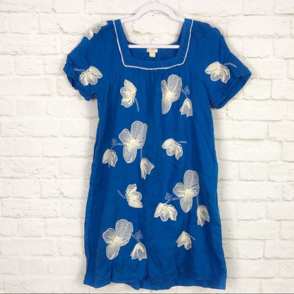 J. Crew Factory Linen Embroidered SquareNeck Dress - Picture 2 of 8